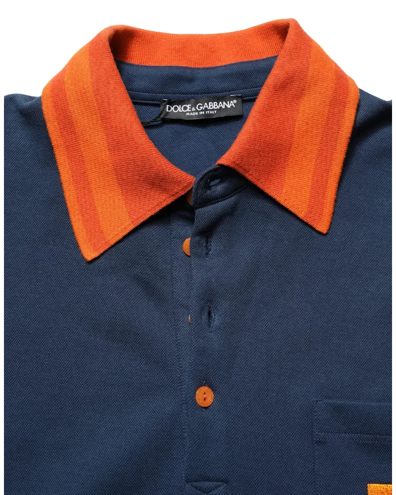 Dolce & Gabbana Men's Cotton-Blend Logo Polo Navy Elastane Nylon Navy