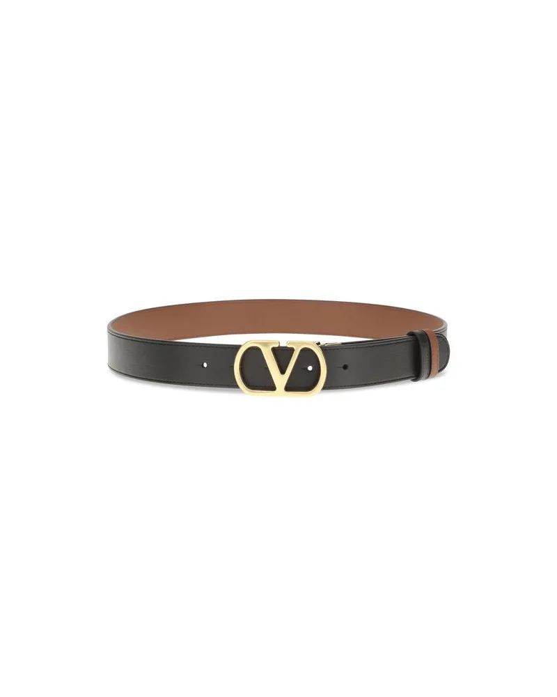 Valentino Garavani Women's Black Calf Leather Bos Taurus Regular Belt Black
