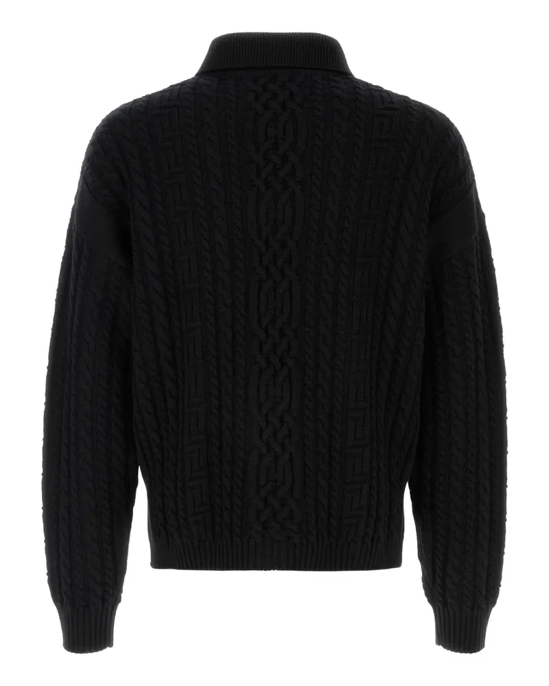 Versace Men's Black Cardigan Wool Exterior: Virgin Maglieria Sweater Black