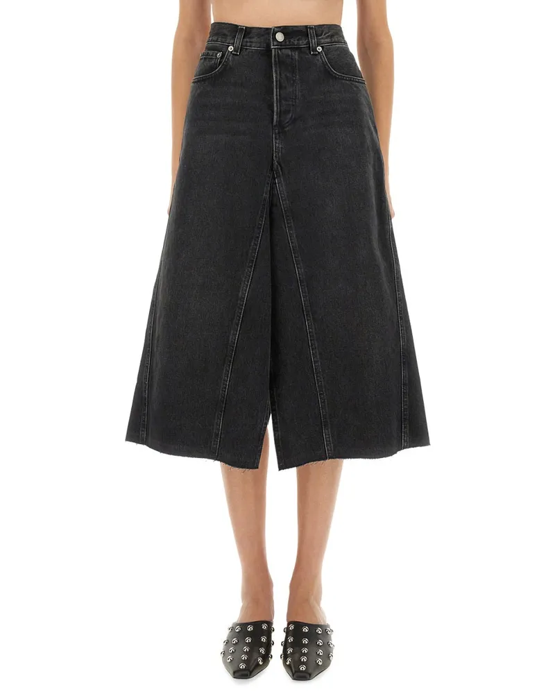 Haikure Cotton Midi Skirt — Black Black