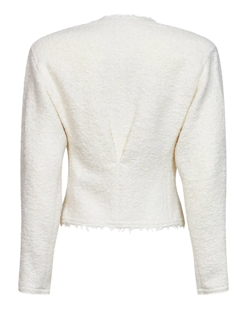 Isabel Marant Women's Jacket Suna Bouclé Wool Ecru Virgin Bomber Beige