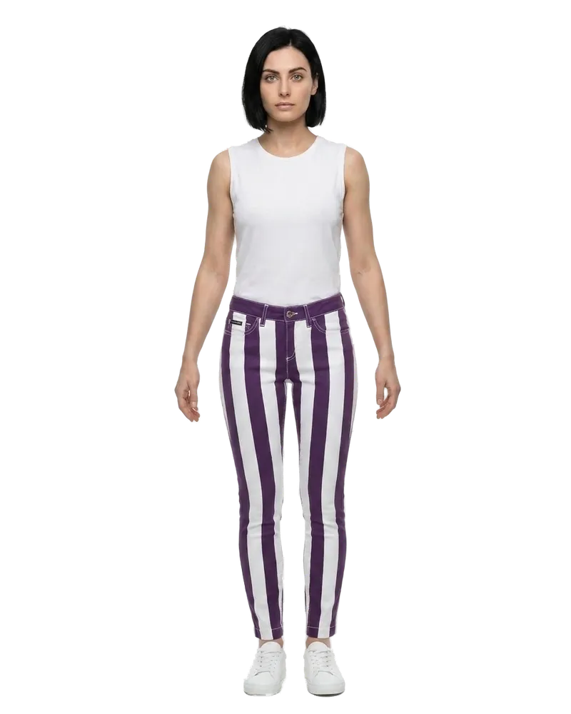 Dolce & Gabbana Striped Skinny Jeans — Purple Purple