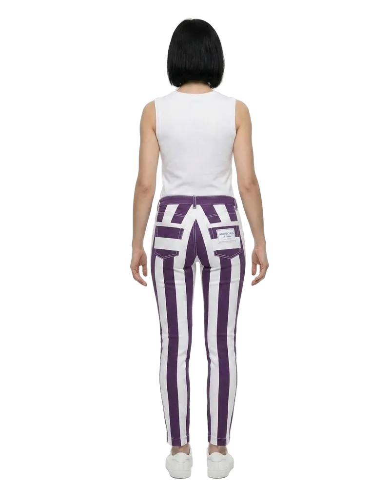 Dolce & Gabbana Women Blue Cotton Skinny Jeans Clothing Purple