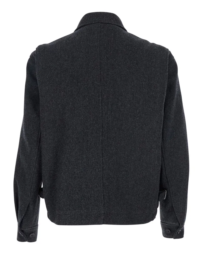 AFTER PRAY Wool Blend with Classic Collar Jacket — Gray Gray
