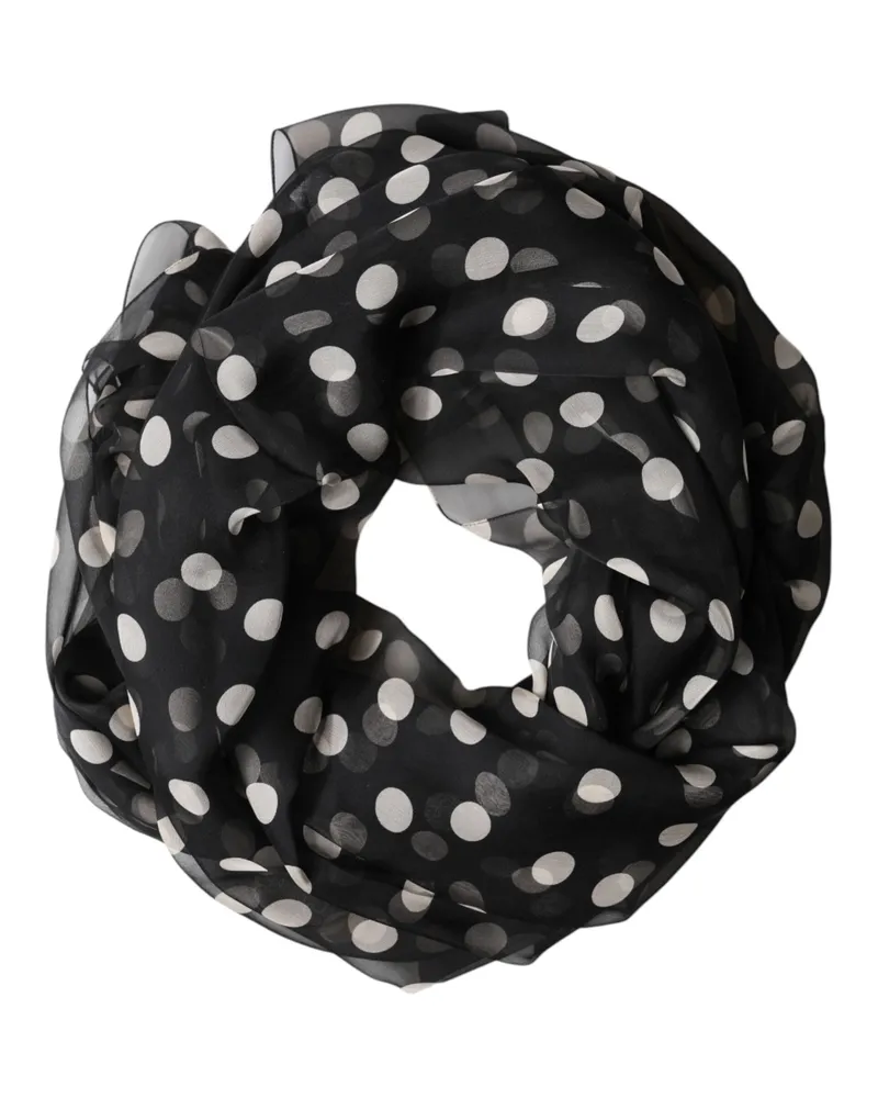 Dolce & Gabbana Men's Black Polka Dot Silk Neck Wrap Shawl 205cm X 137cm Scarf Black