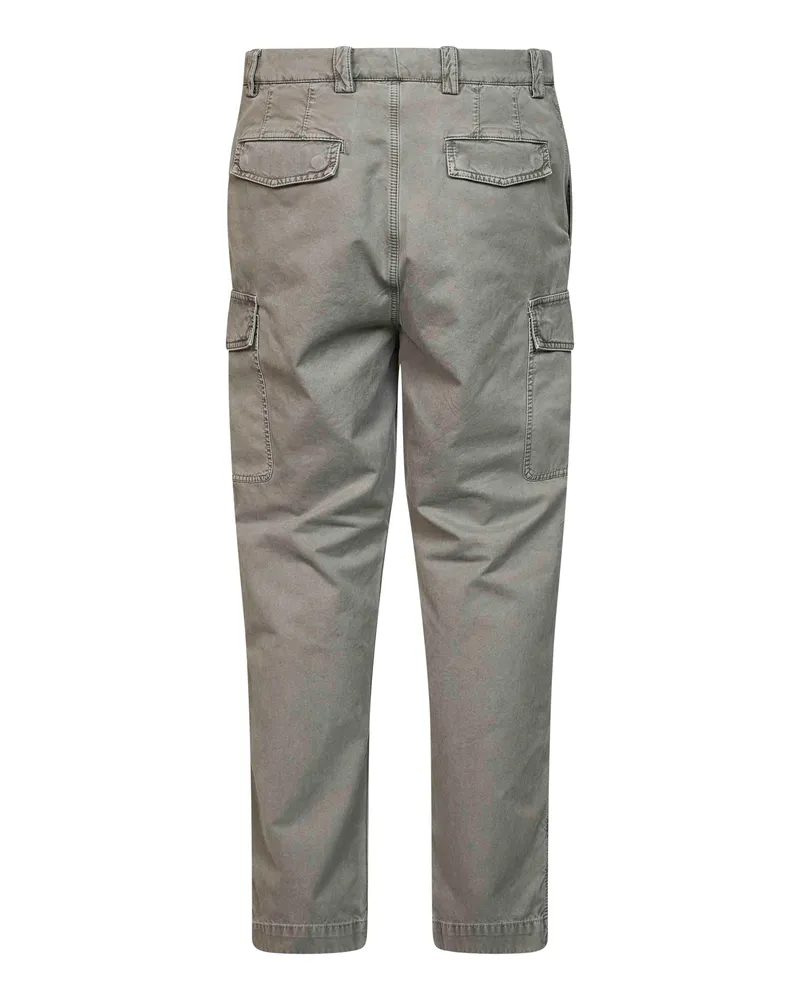 Brunello Cucinelli Men's Cargo Trousers Peached Cotton Gabardine Washed Green Green