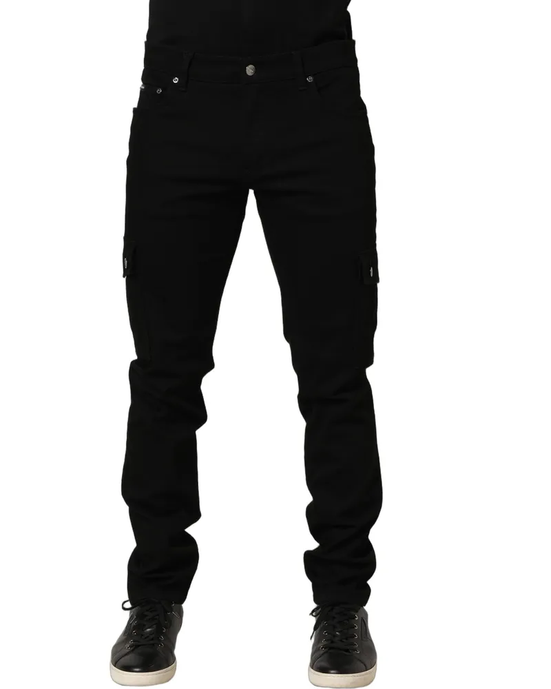 Dolce & Gabbana Black Cotton Stretch Skinny Men Denim Jeans Elastane Clothing Black
