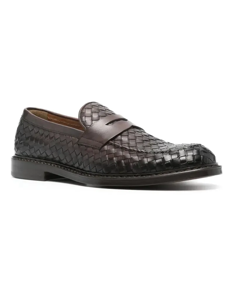 Doucal´s Men's Woven Calf Leather Moccasin Dark Brown Straw-Dark Shoe Straw/dark Brown