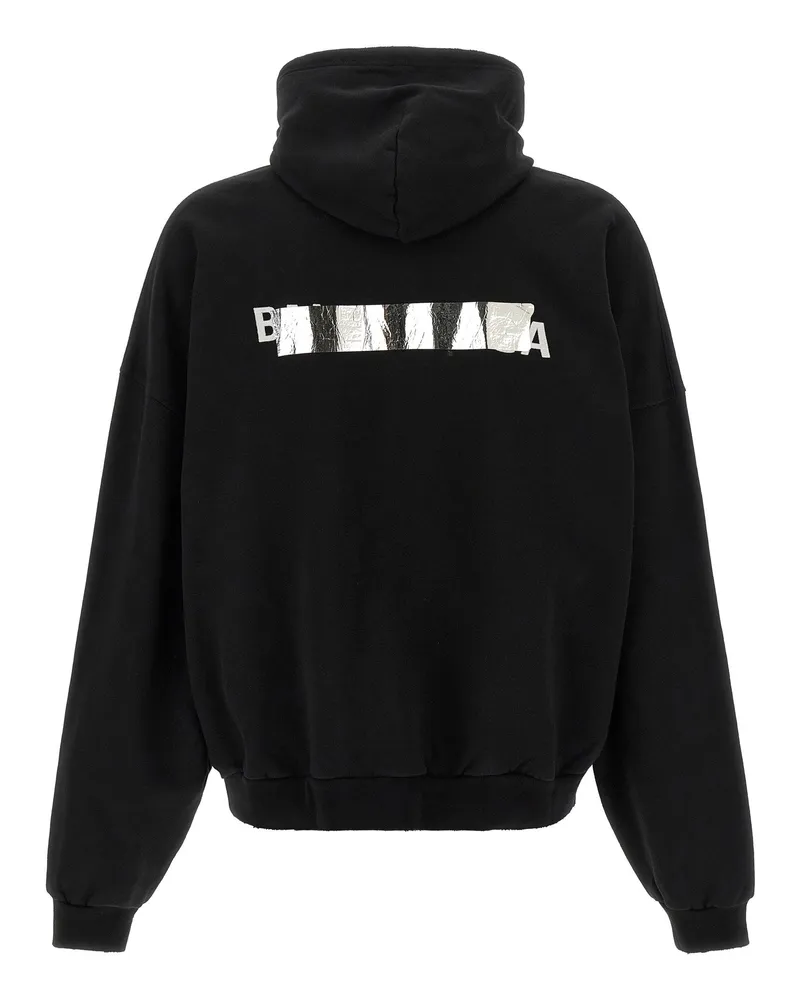Balenciaga Silver Tape Hoodie — Black Black