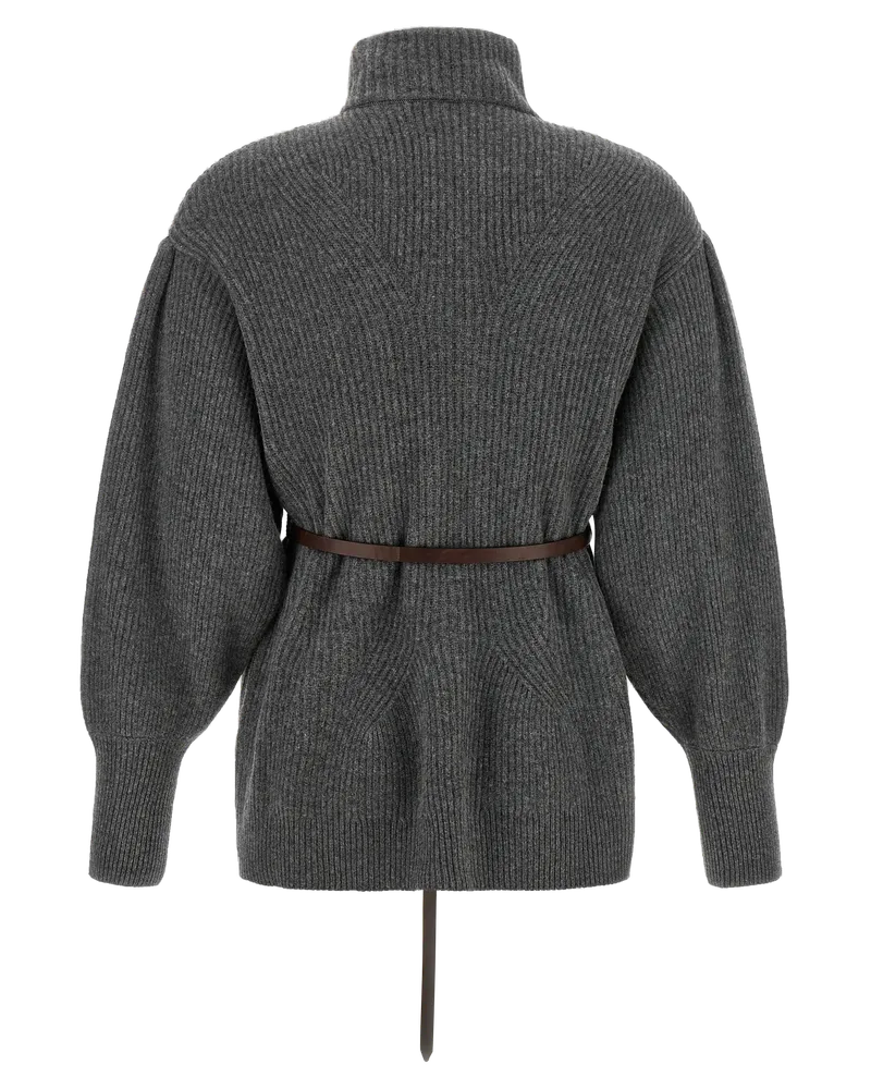 Brunello Cucinelli Virgin Wool Blend Cardigan — Grey Grey