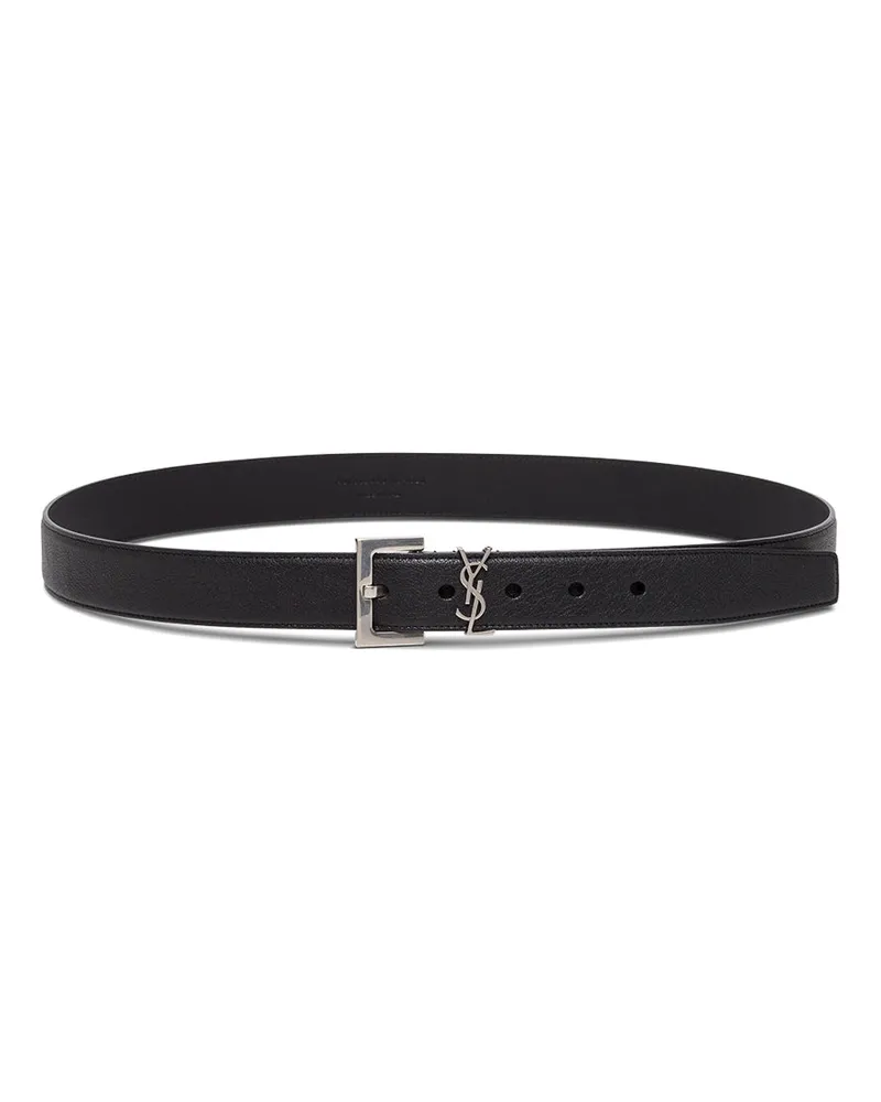 Saint Laurent Men's Leather Belt Black Lamb Black