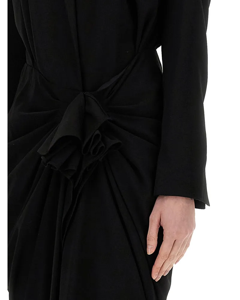Dries van Noten Wool-Viscose Blend Midi Dress — Black Black