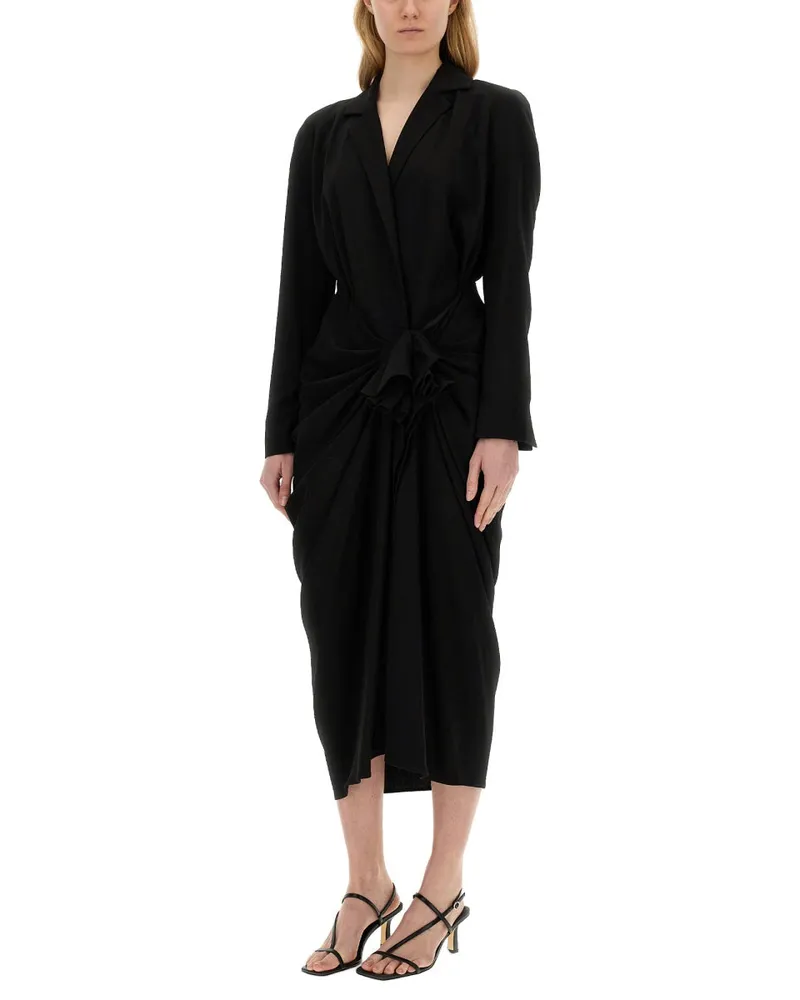 Dries van Noten Wool-Viscose Blend Midi Dress — Black Black