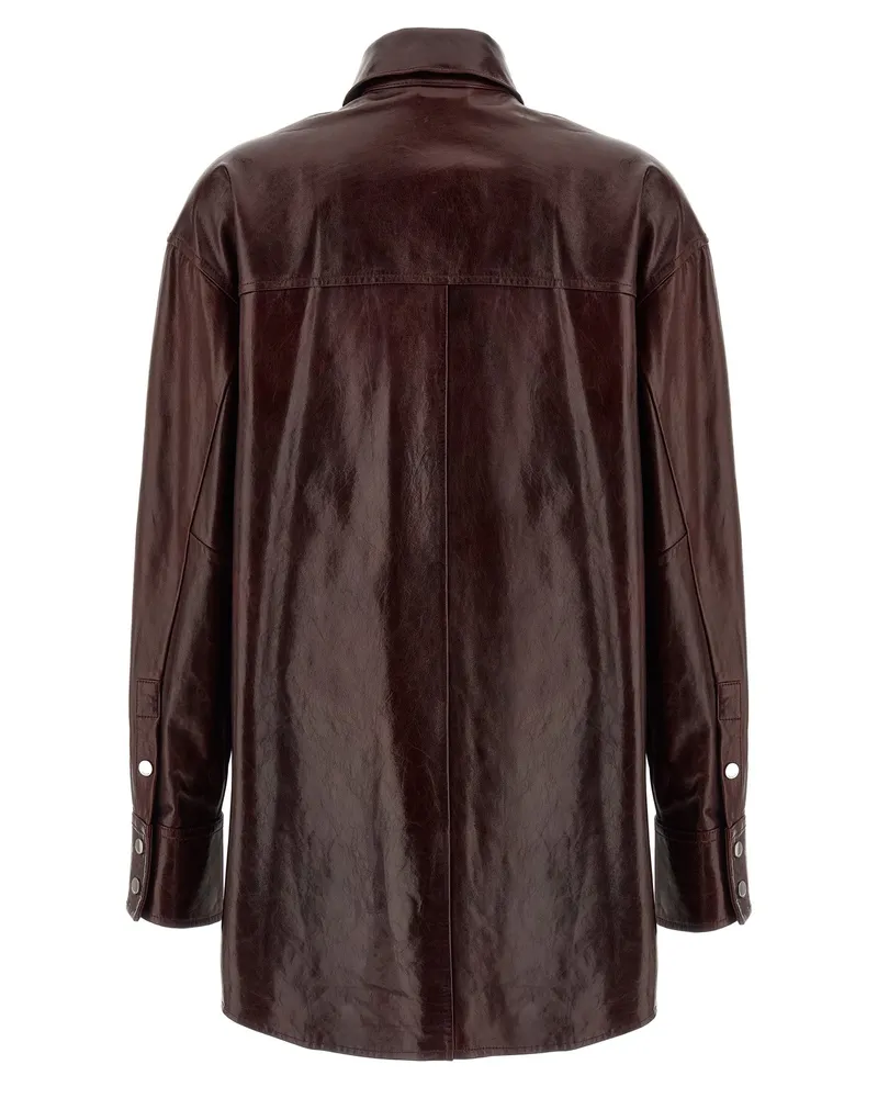 SPORTMAX Women's Bordeaux Lamb Leather Blouse Bordeaux
