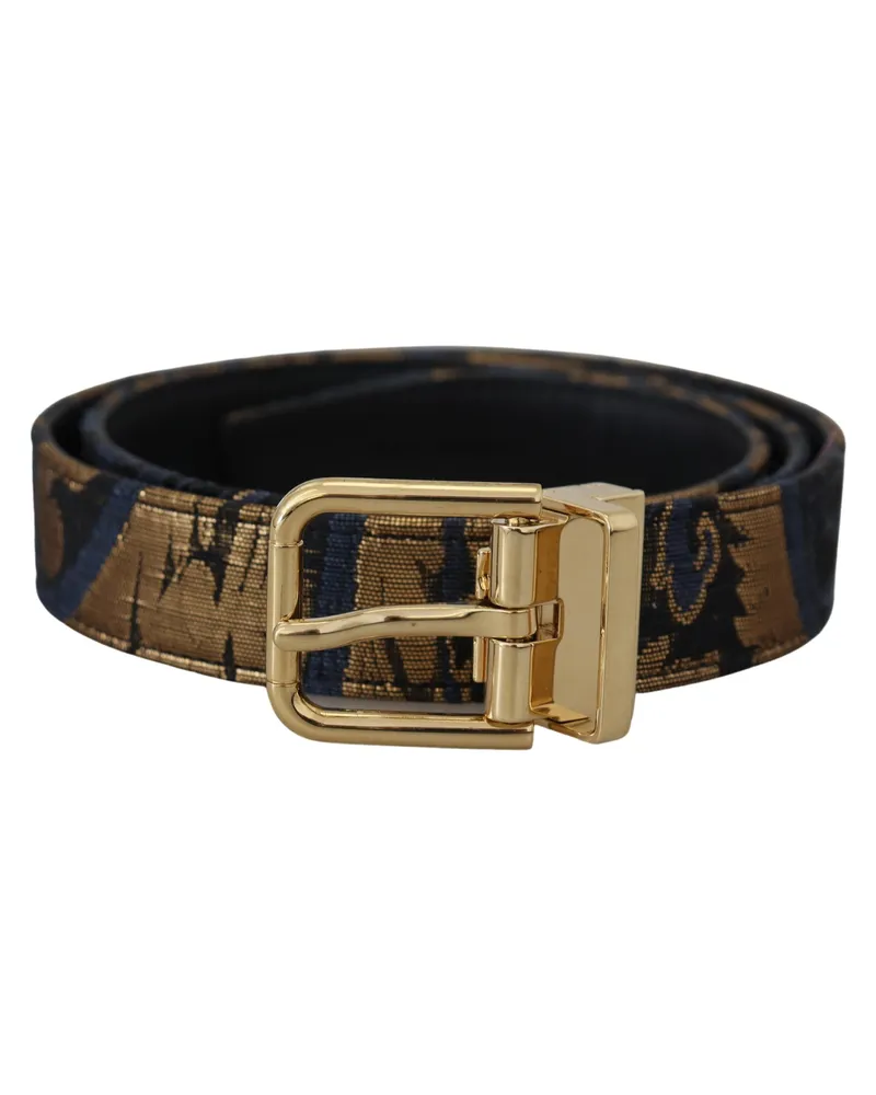 Dolce & Gabbana Women's Multicolor Jacquard Leather Logo Buckle Belt Multicolor