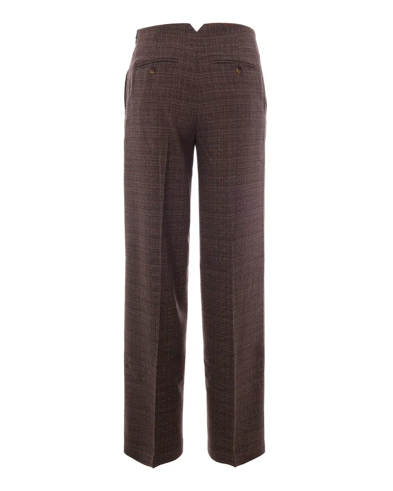 Liu Jo Women's Trousers Prince Of Wales Tartan Multicolour Polyester Brown