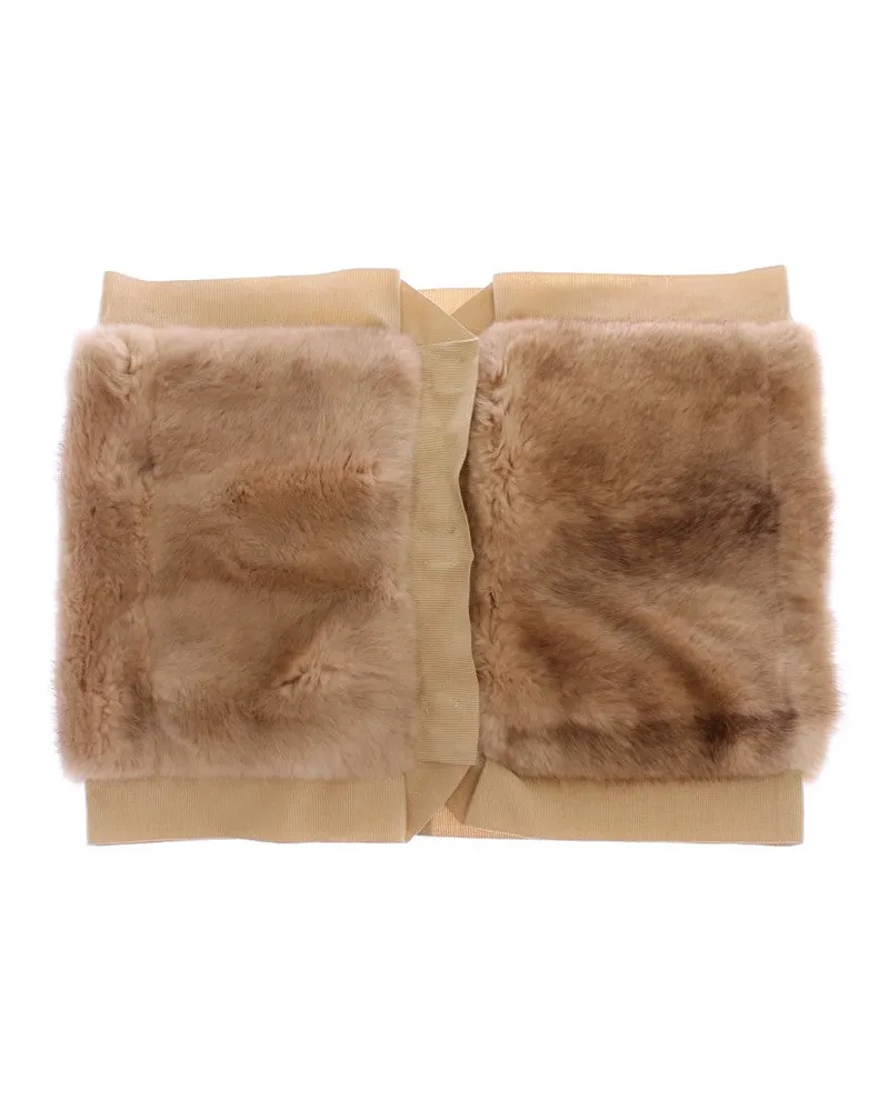 Dolce & Gabbana Women's Beige Mink Fur Scarf Foulard Neck Wrap Beige