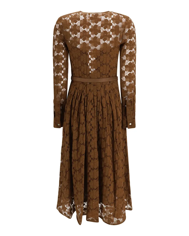 Max Mara Women's Agrume Midi Dress Lace Cioccolato Polyamide; Cotton Brown