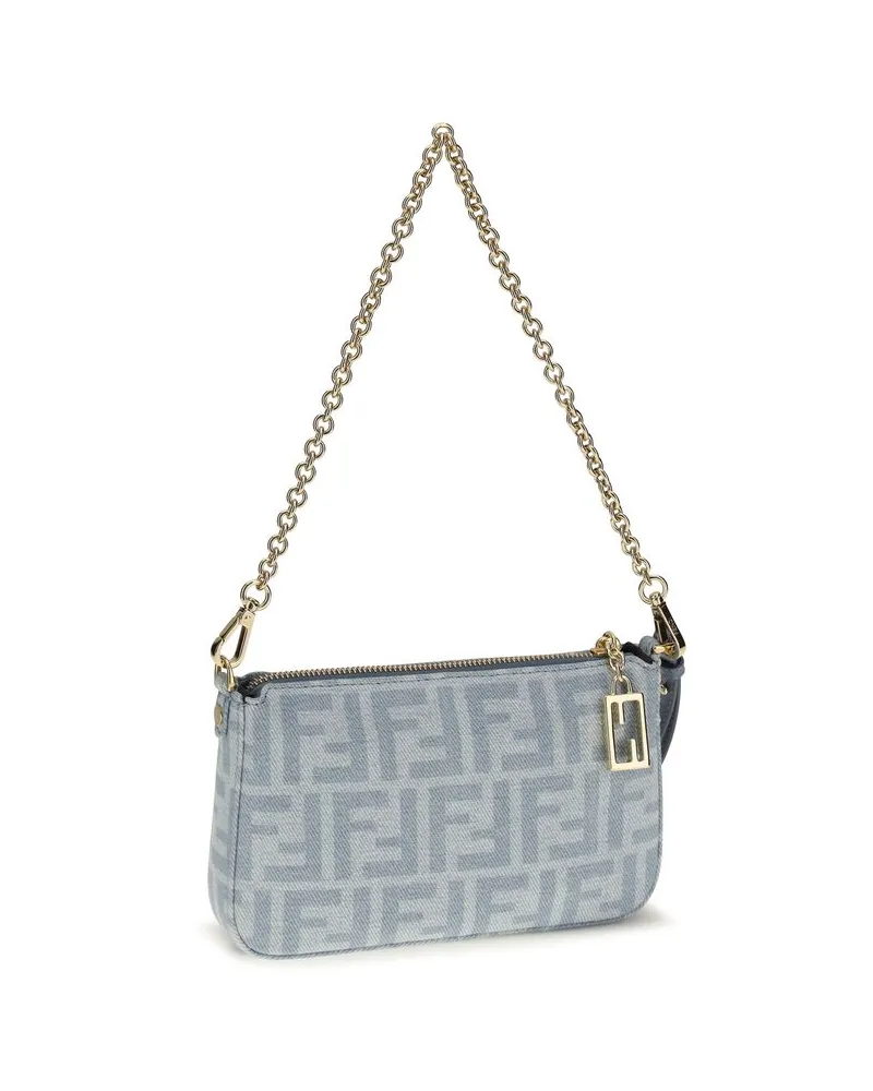 Fendi Women's Blue Cotton Clutch Bag Blue