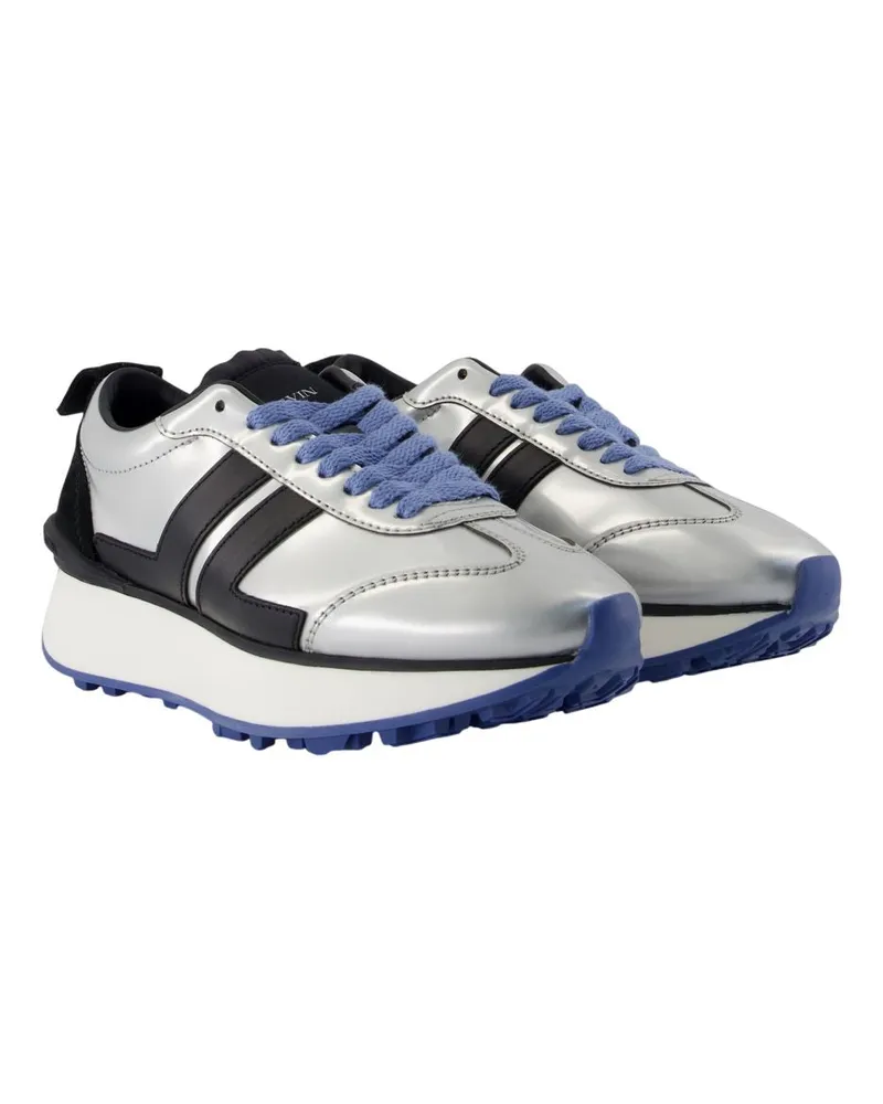 Lanvin Women's Bumpr Sneakers -  Leather Silver Calfskin Shoes Silver