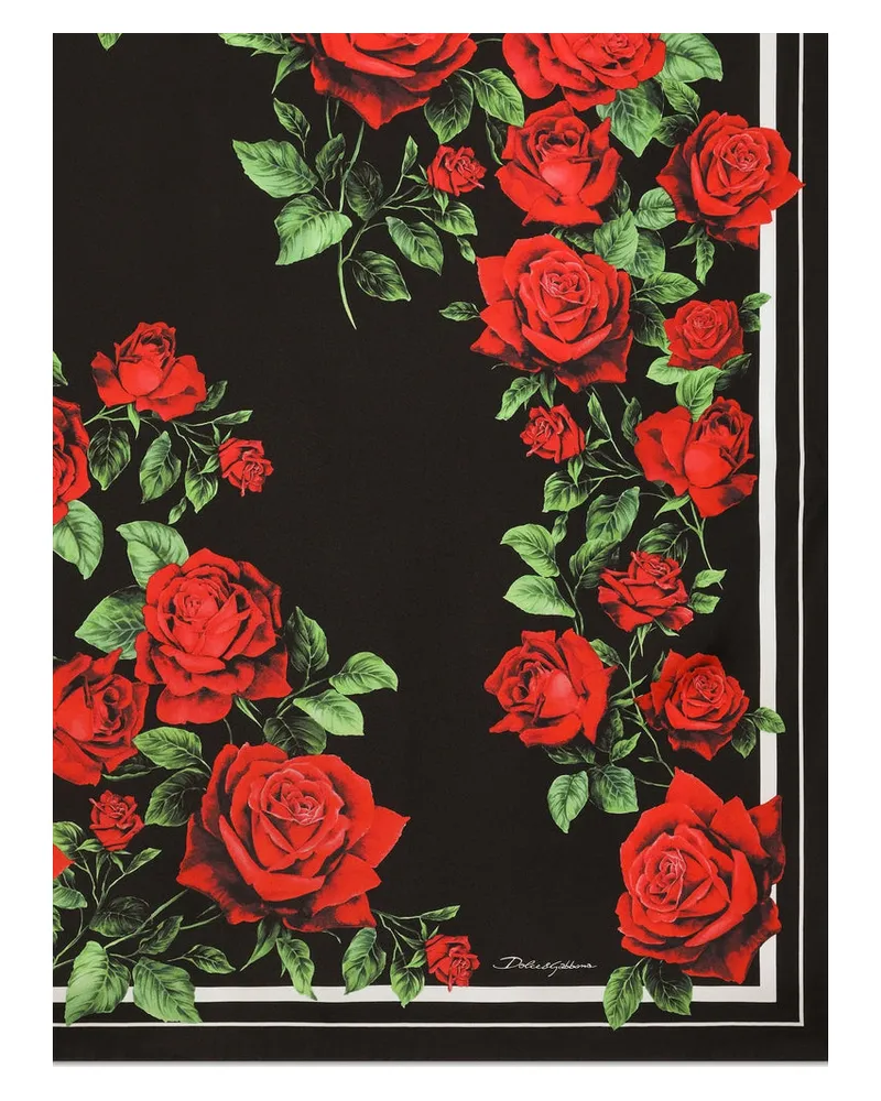 Dolce & Gabbana Women's Silk Printed Scarf Black-Red Black/red Scarfs Black