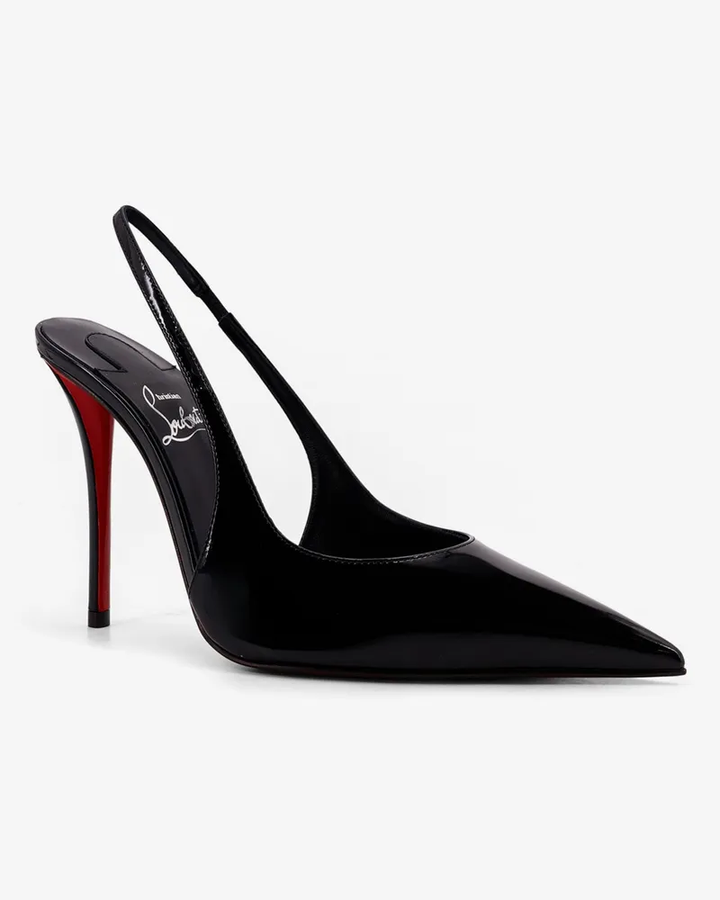 Christian Louboutin Women's Slingback Décolleté Miss Z Patent Leather Black Pumps High Heel Shoes Black