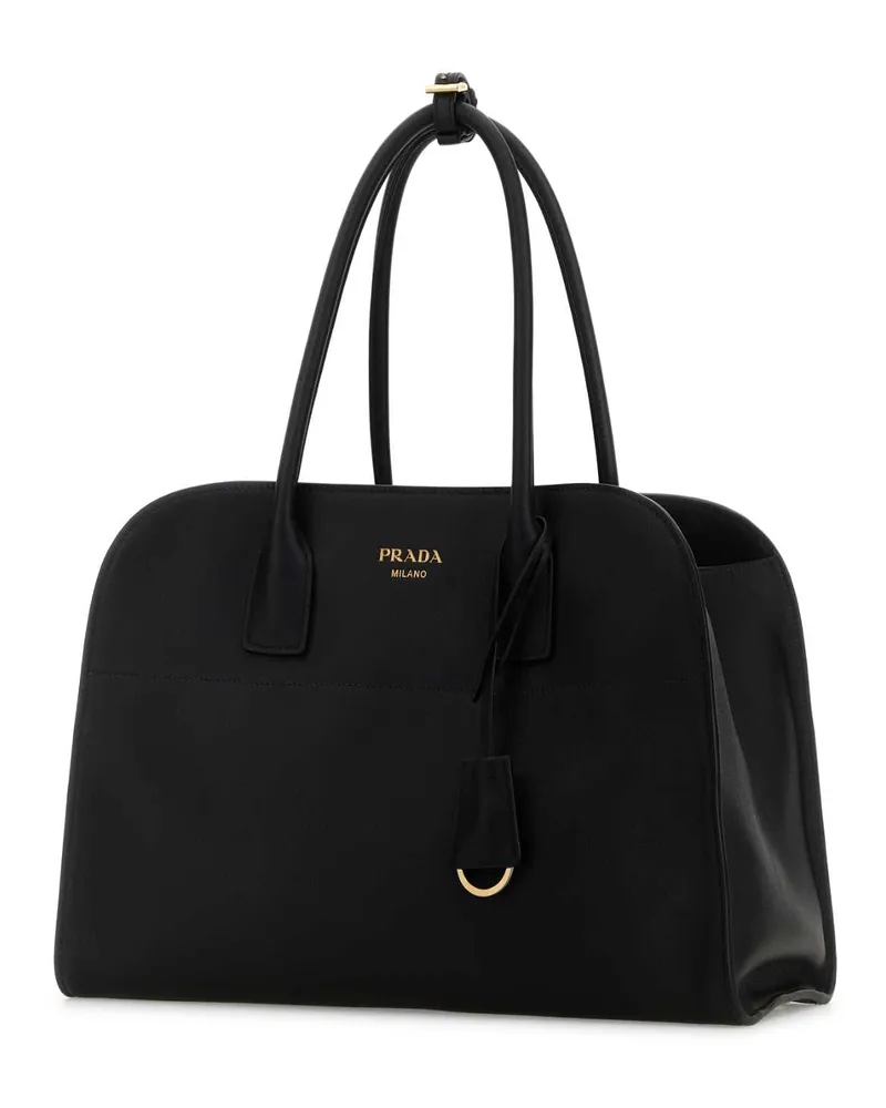 Prada Women's Black Leather Medium Shopping Bag Nero Vitello Borse A Mano Black