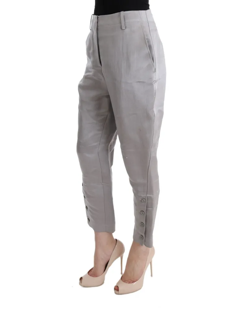 Ermanno Scervino Women Gray Silk Cropped Casual Pants Gray