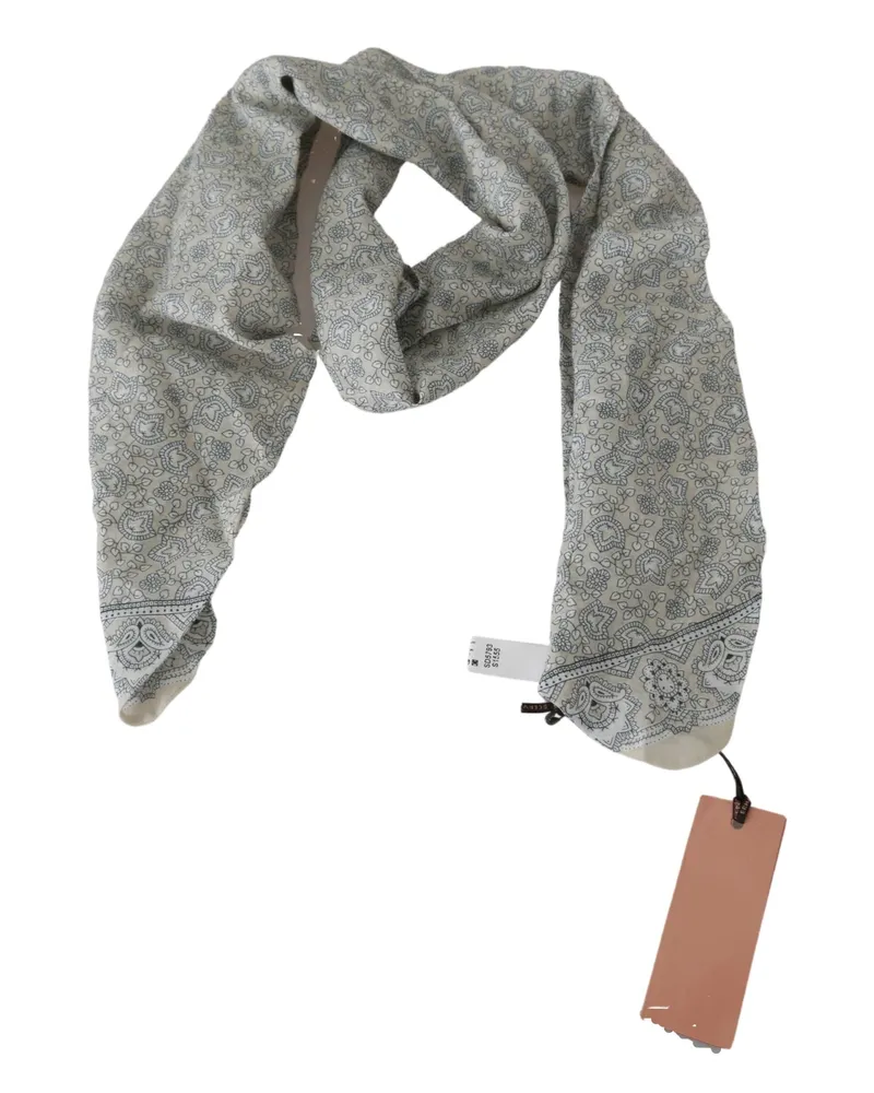 Ermanno Scervino Women's Cotton Beige Blue Fantasy Print Scarf Beige