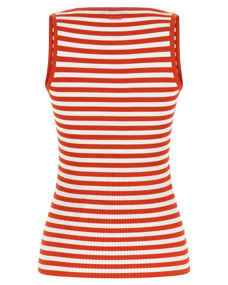 Max Mara Striped Ribbed Tank Top — Red Red