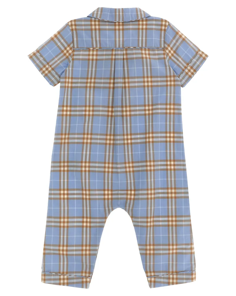 Burberry Burberry Check Cotton Jumpsuit — Blue Blue