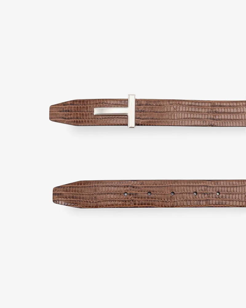 Tom Ford Men's Belt Crocodile-Effect Leather Brown Brown