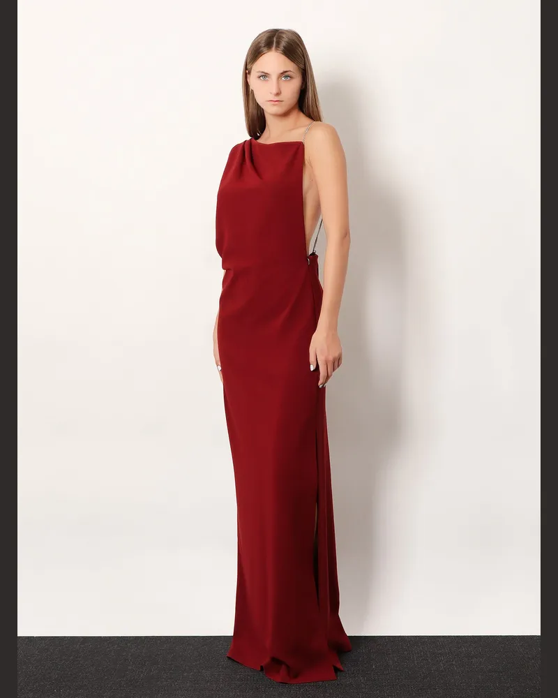 Max Mara Women's Asymmetrical Long Dress Red Triacetate Red