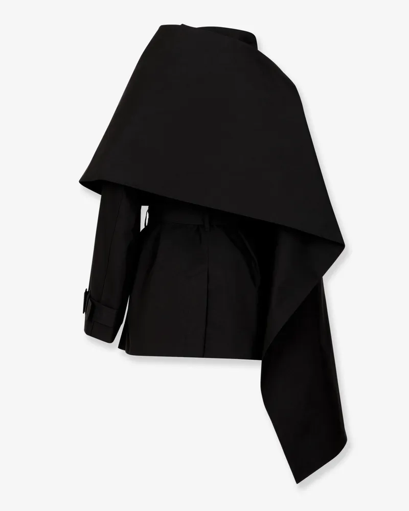Entire Studios Women's Cotton Coat With Mini Scarf Black Black