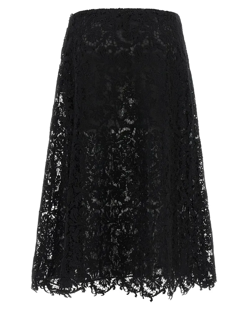 Fendi Macramé Lace Skirt — Black Black