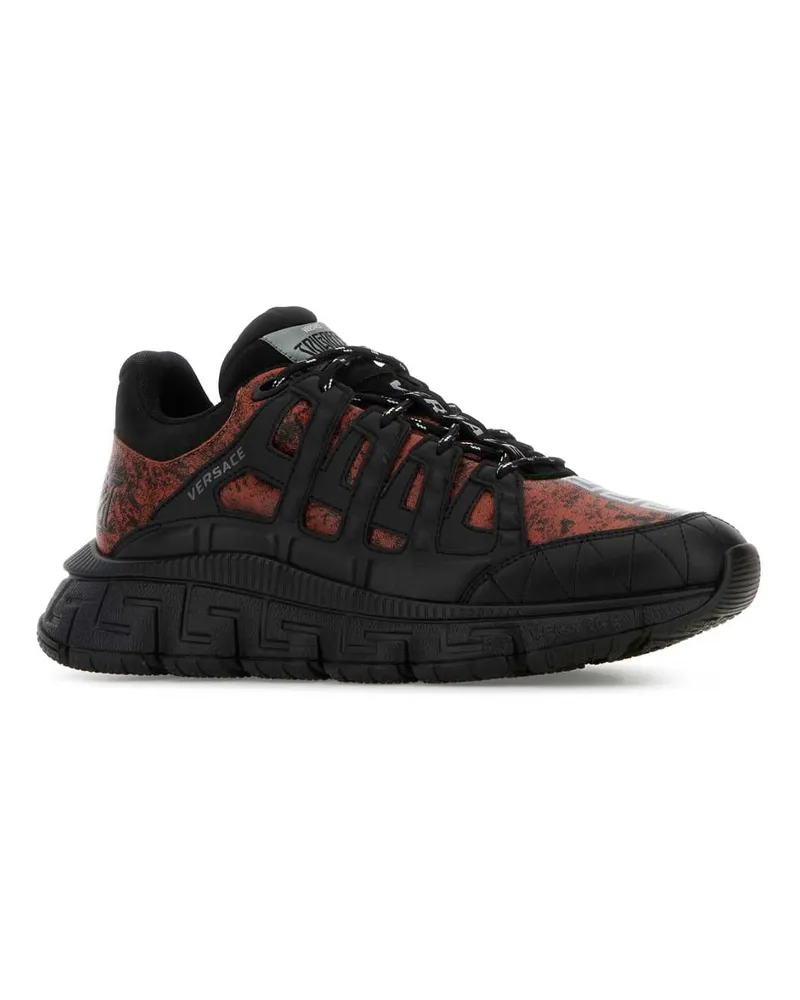 Versace Men's Two-Tone Leather Sneakers Blackbricklane 1.outer Fabric:rubber Black