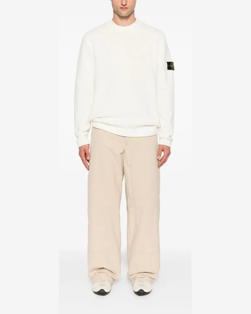 Stone Island Wool Blend Crewneck Sweater — Ivory Ivory