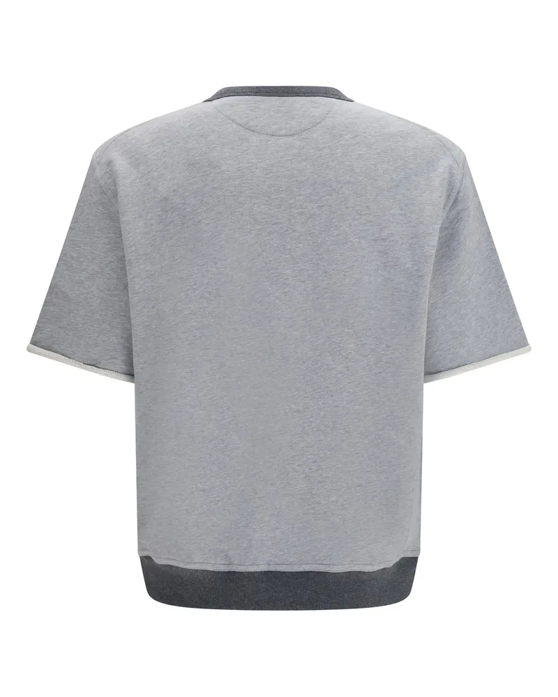 Brunello Cucinelli Men T-Shirt Melange Grey Grey-Lead Cotton Sweatshirts Grey/lead Sweater Gray