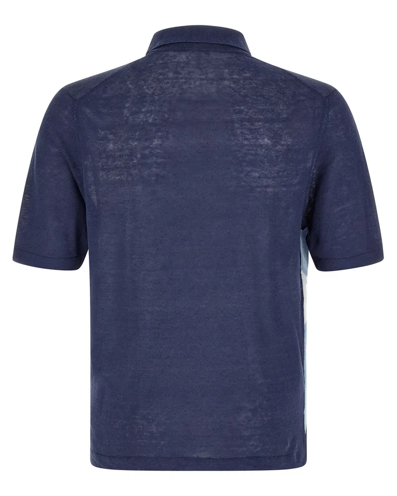 Ballantyne Argyle Jacquard Polo — Navy Navy