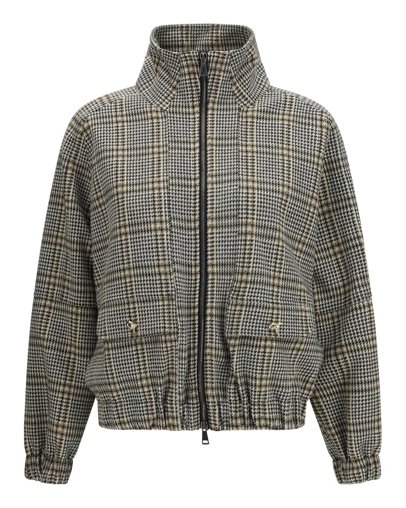 Fabiana Filippi Check Jersey Bomber Jacket — Gray Gray