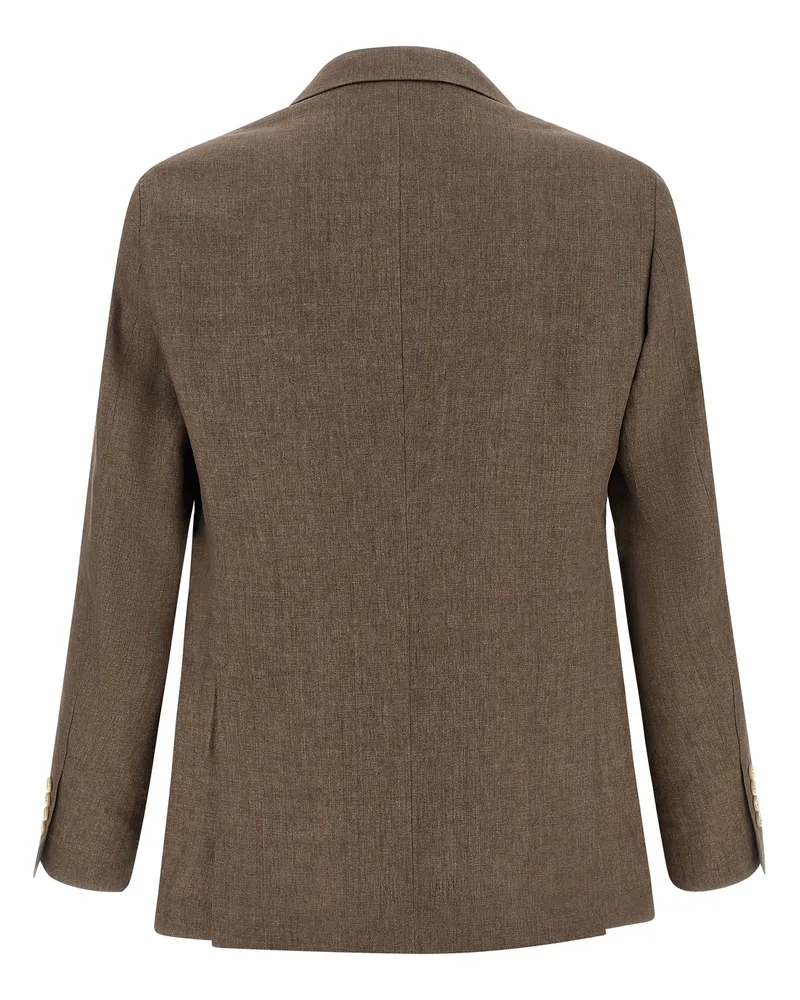 Brunello Cucinelli Men's Brown Linen Blazer Clothing Brown