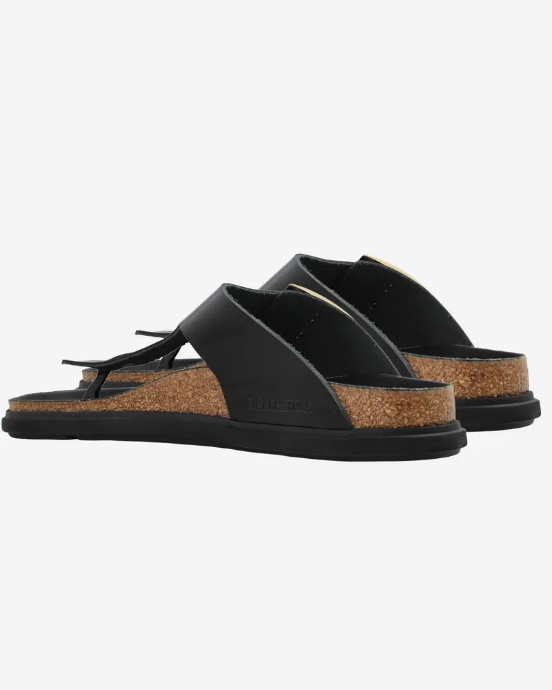 Birkenstock Unisex Sandals Gizeh Droplet Black Leather Slippers Flat Shoes Black