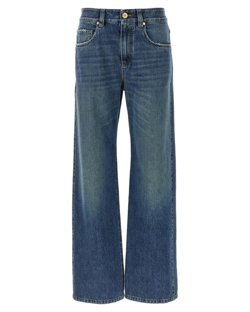 Brunello Cucinelli Contemporary Loose Cotton Denim Jeans — Blue Blue