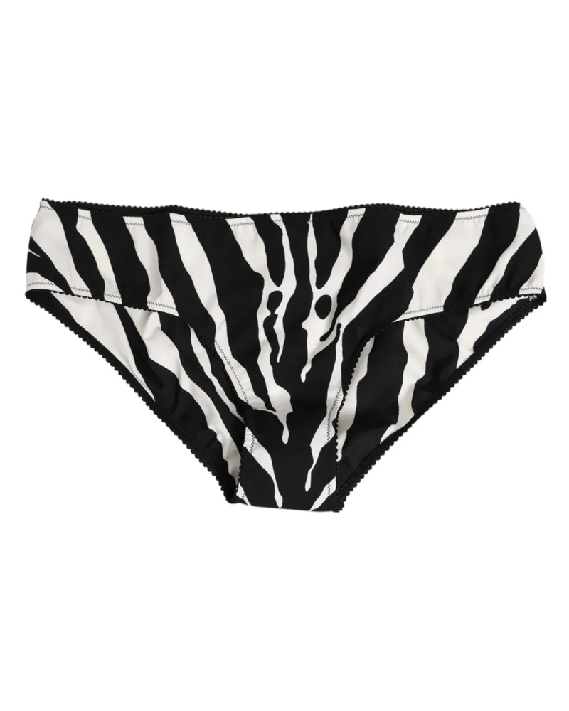 Dolce & Gabbana Women's Black White Zebra Print Slip Briefs Underwear Black-White Silk Clothing Black/white Black