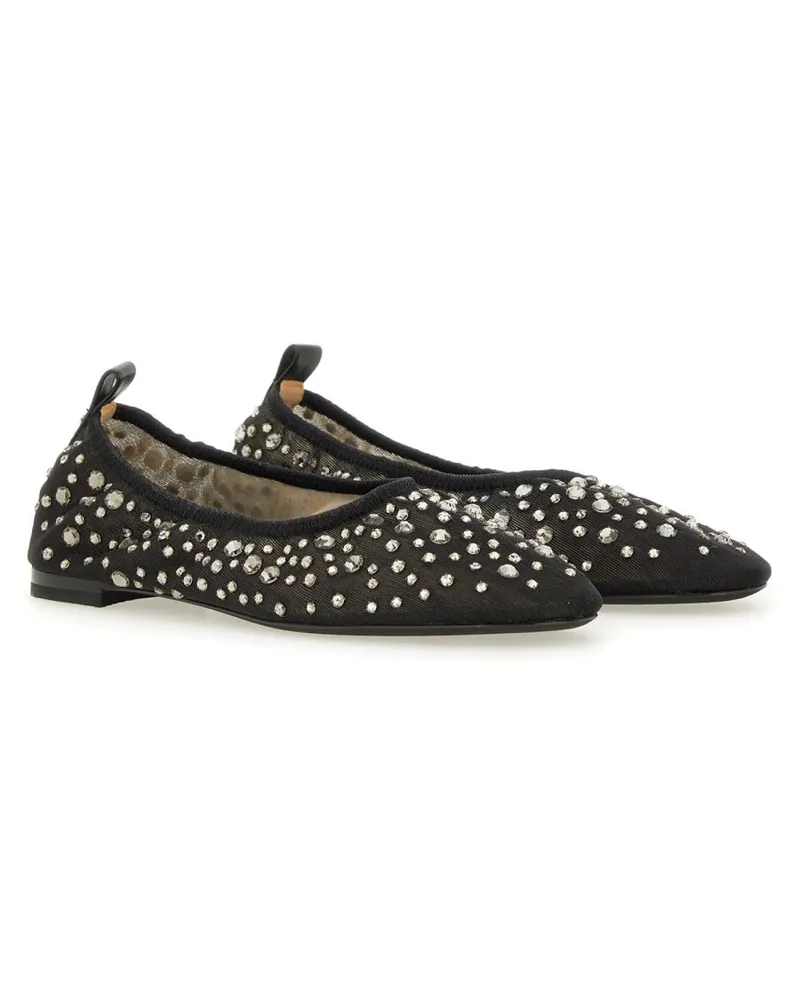 Tory Burch Crystal-Embellished Nylon Flat — Black Black