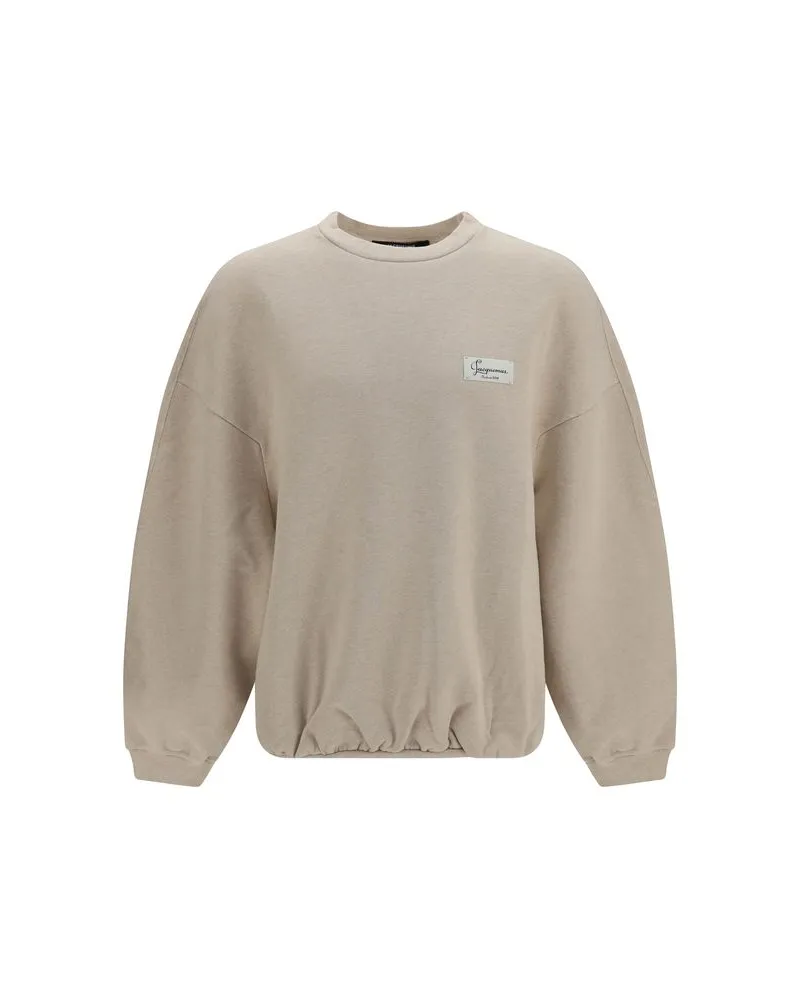 Jacquemus Cotton Fleece Crewneck Sweatshirt — Beige Beige