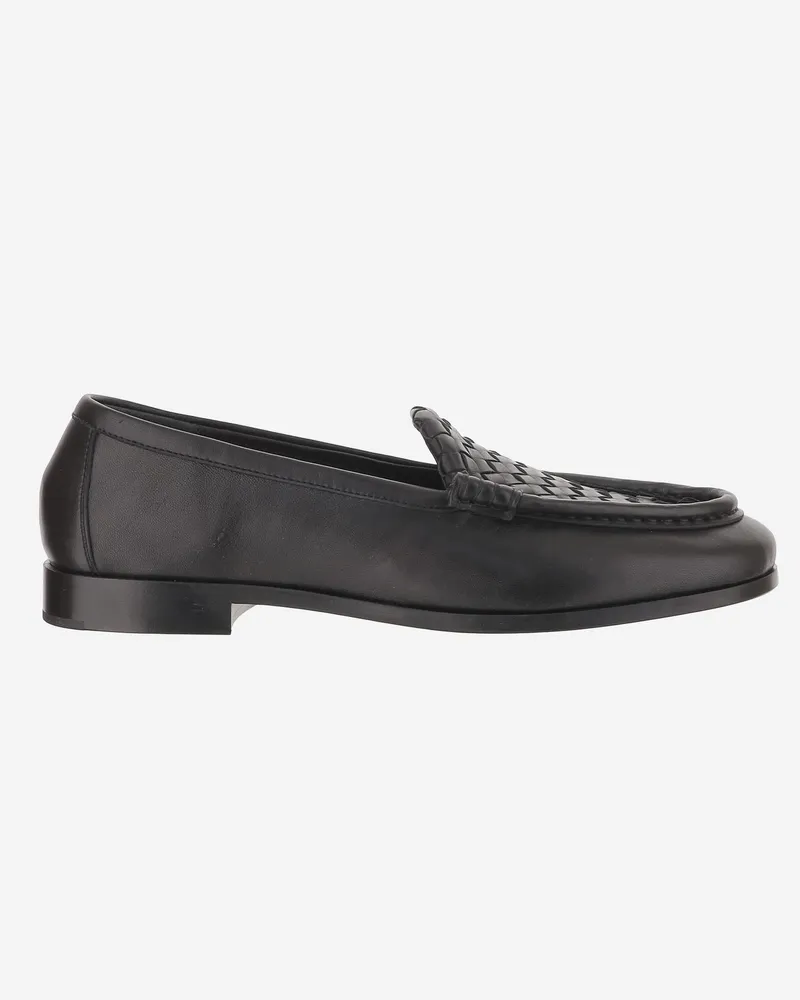 Bottega Veneta Men's Loafers Silenzio Leather Black Lambskin Black