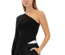 Asymmetrical Viscose Blouse — Black