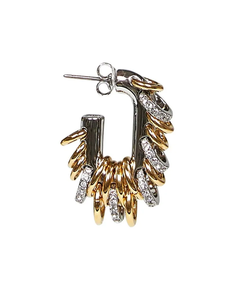 Paco Rabanne Women's Earrings Punk Xl Link Silver-Gold Multicolour Brass Silver