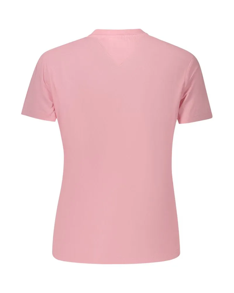 Tommy Hilfiger Embroidered Logo Cotton T-Shirt — Pink Pink